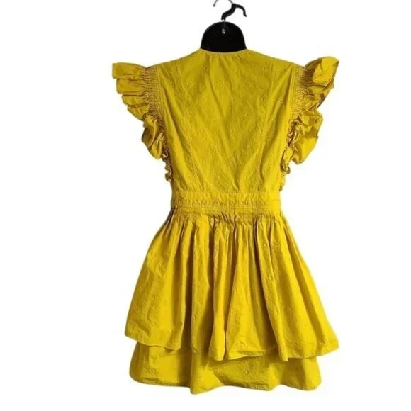 Ulla Johnson Gold Tessa V-Neck Mini Dress Size 2 - Picture 2 of 10